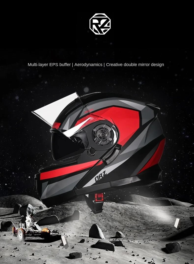 Motorcycle Helmet Dual Visor Modular Flip Up Full Face Helmet for Adult Men Women DOT Approved Casco Moto ORZ-162