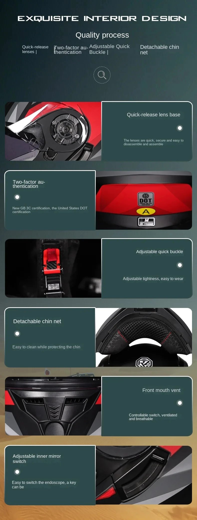 Motorcycle Helmet Dual Visor Modular Flip Up Full Face Helmet for Adult Men Women DOT Approved Casco Moto ORZ-162
