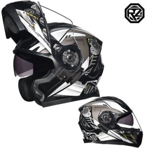 Motorcycle Helmet Dual Visor Modular Flip Up Full Face Helmet for Adult Men Women DOT Approved Casco Moto ORZ-162