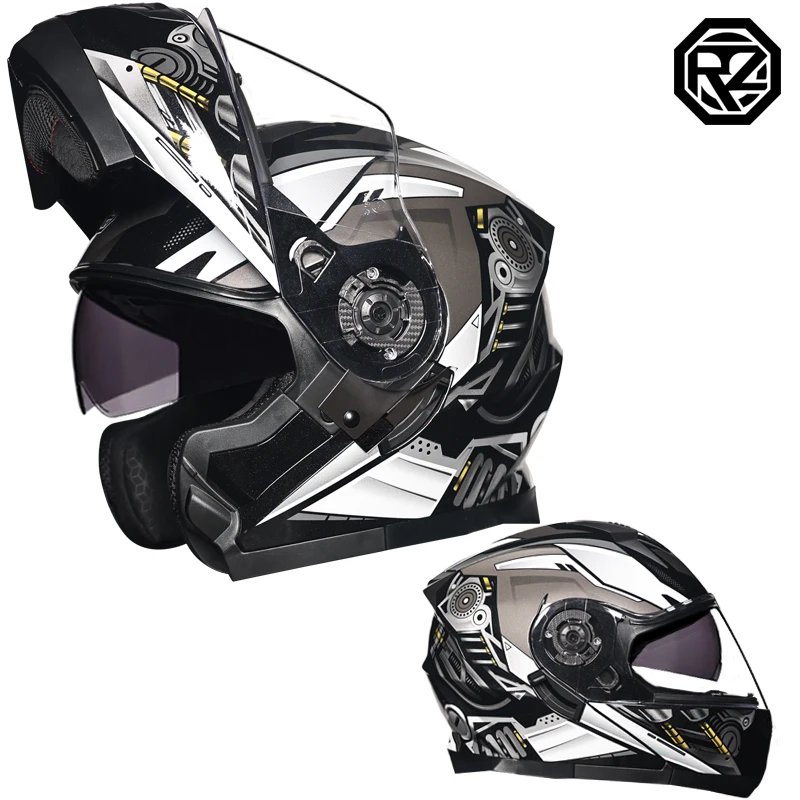 Motorcycle Helmet Dual Visor Modular Flip Up Full Face Helmet for Adult Men Women DOT Approved Casco Moto ORZ-162