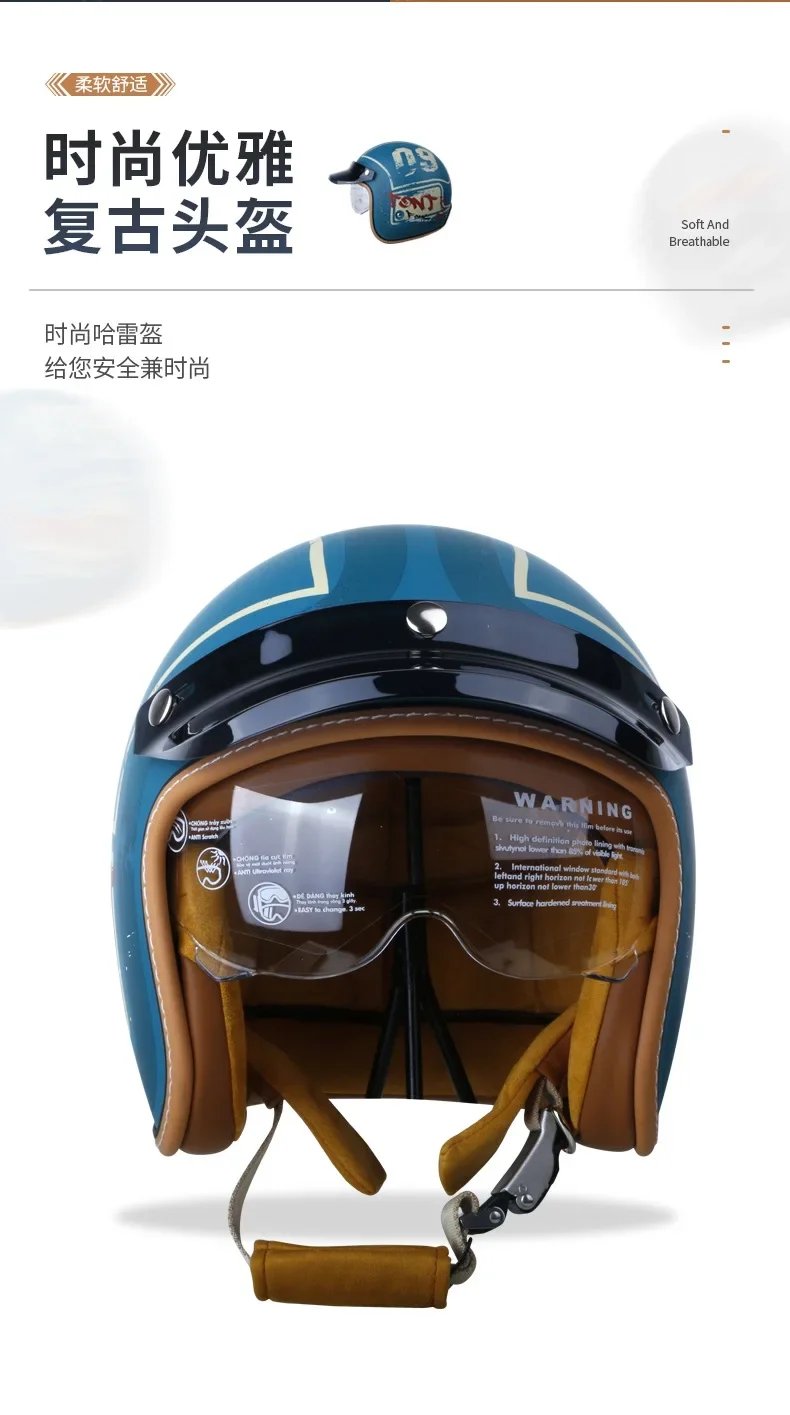 DOT Certification Women and Men Classical Carbon Fiber Motorcycle 3/4 Helmet Adults Moto Electric Scooter Open Face Helmet
