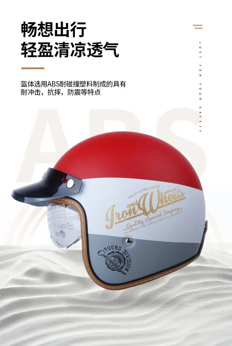 DOT Certification Women and Men Classical Carbon Fiber Motorcycle 3/4 Helmet Adults Moto Electric Scooter Open Face Helmet