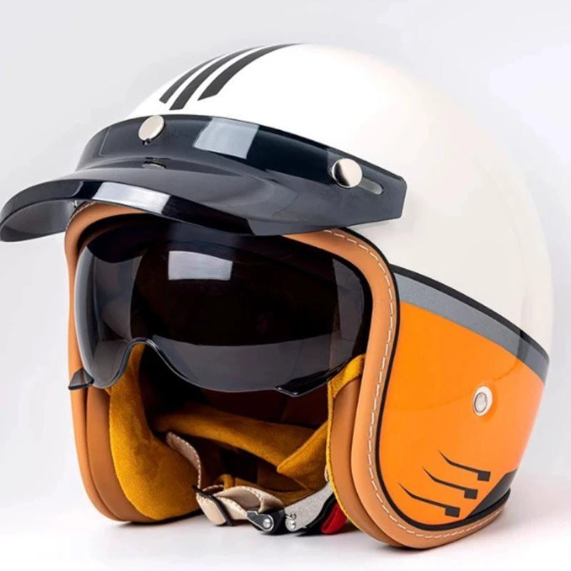 DOT Certification Women and Men Classical Carbon Fiber Motorcycle 3/4 Helmet Adults Moto Electric Scooter Open Face Helmet