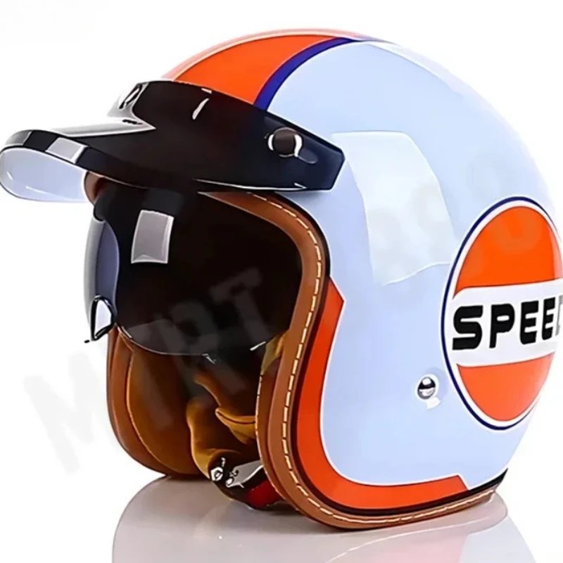 DOT Certification Women and Men Classical Carbon Fiber Motorcycle 3/4 Helmet Adults Moto Electric Scooter Open Face Helmet