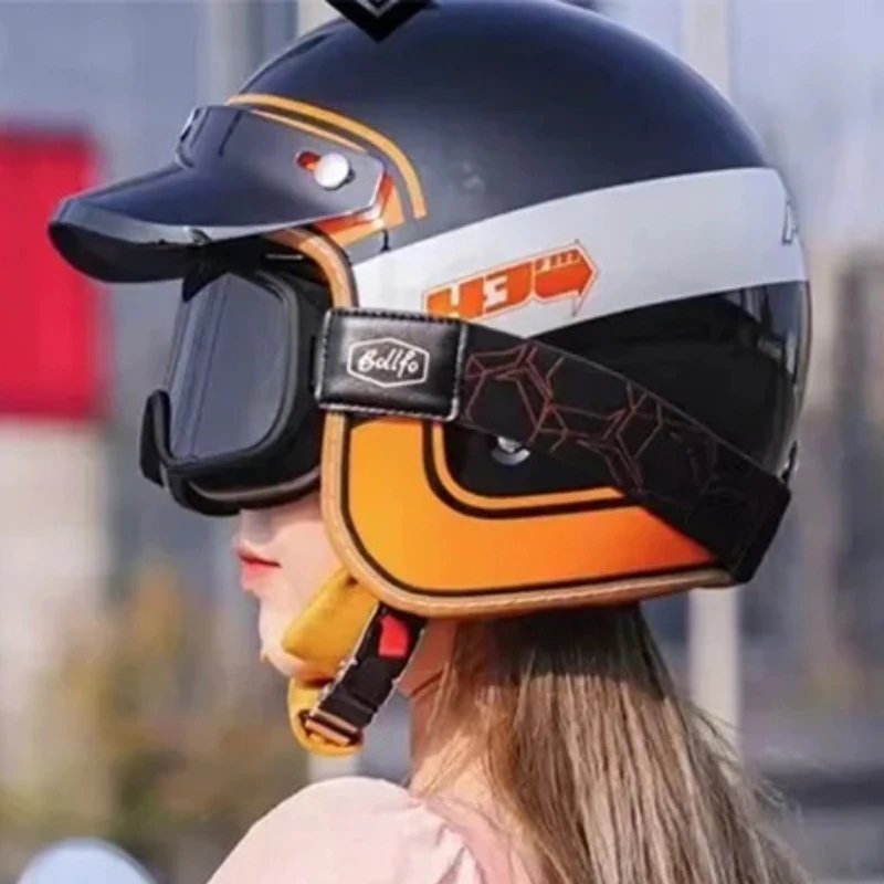 DOT Certification Women and Men Classical Carbon Fiber Motorcycle 3/4 Helmet Adults Moto Electric Scooter Open Face Helmet