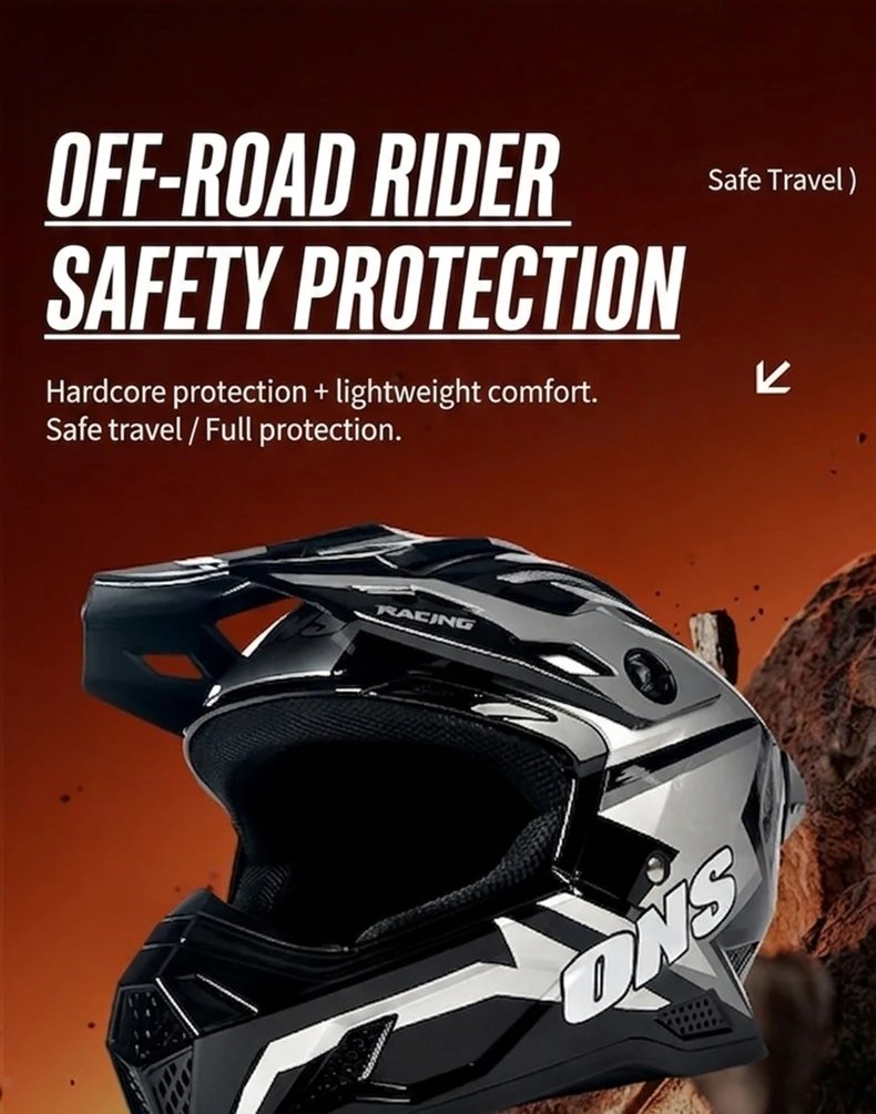 DOT Certification Mountain Bike Off-road Helmet With Protective Goggles and Gloves Cotton Lining ABS Motocross Motorcycle Helmet