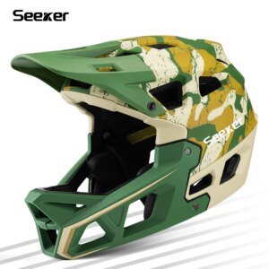 Seeker Mountain Bike Full-Face Helmet Adult Downhill DH Off-Road MTB Helmet Ventilated Visor Brim Bicycle Riding Safety Helmet