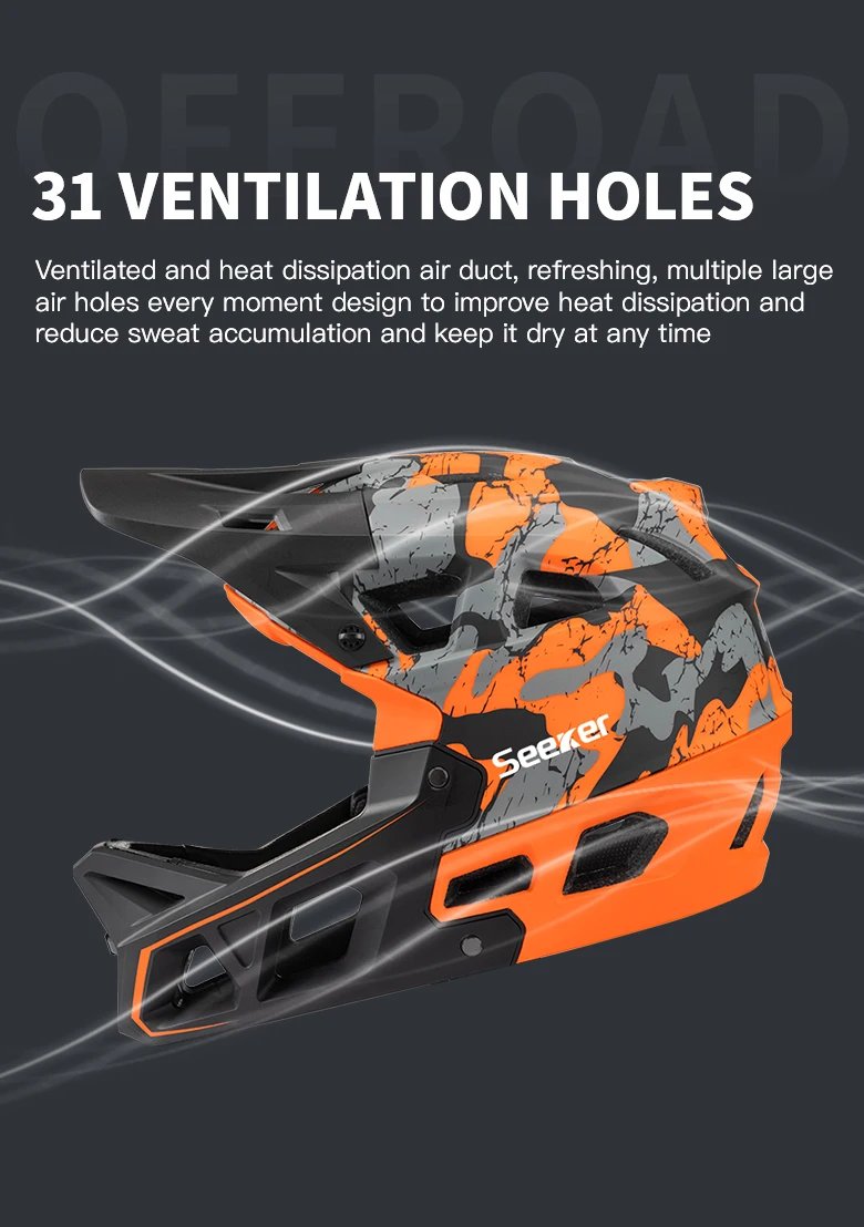 Seeker Mountain Bike Full-Face Helmet Adult Downhill DH Off-Road MTB Helmet Ventilated Visor Brim Bicycle Riding Safety Helmet Seeker Mountain Bike Full-Face Helmet Adult Downhill DH Off-Road MTB Helmet Ventilated Visor Brim Bicycle Riding Safety Helmet