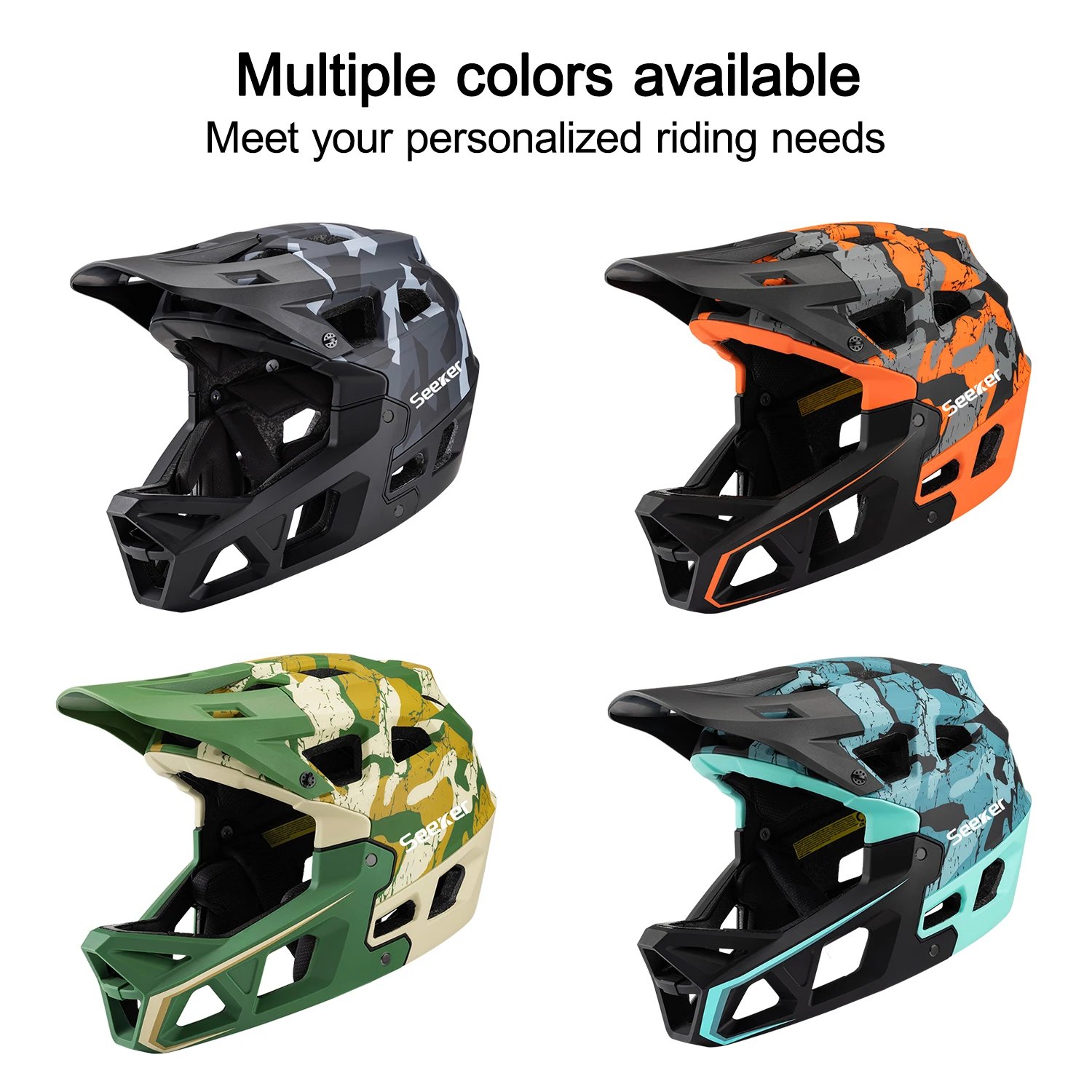 Seeker Mountain Bike Full-Face Helmet Adult Downhill DH Off-Road MTB Helmet Ventilated Visor Brim Bicycle Riding Safety Helmet