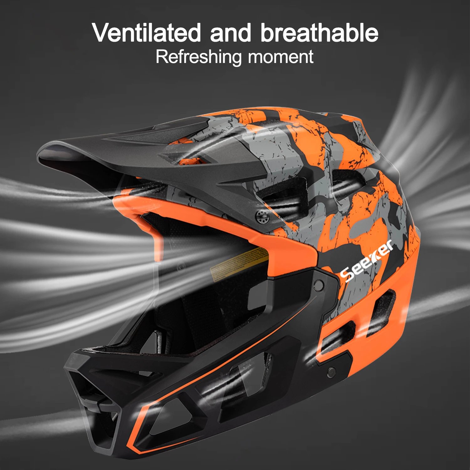 Seeker Mountain Bike Full-Face Helmet Adult Downhill DH Off-Road MTB Helmet Ventilated Visor Brim Bicycle Riding Safety Helmet