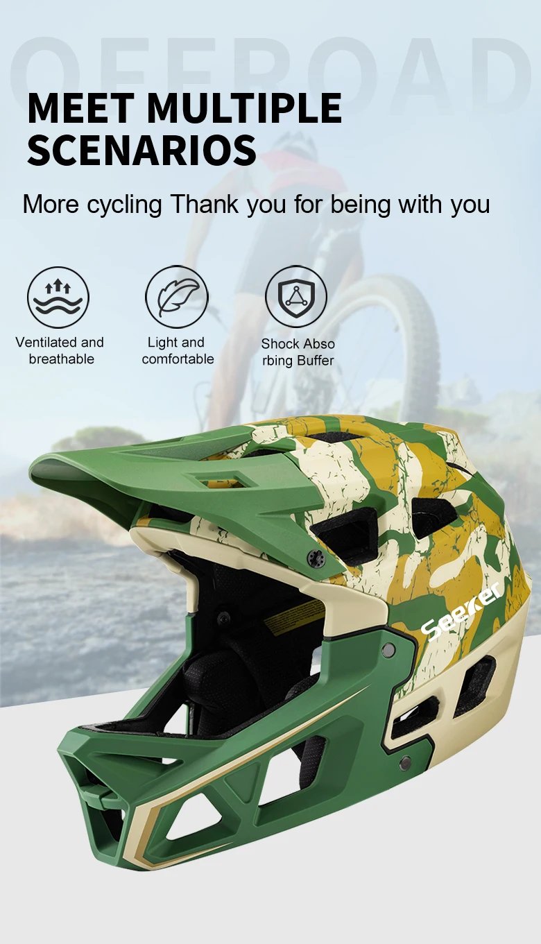 Seeker Mountain Bike Full-Face Helmet Adult Downhill DH Off-Road MTB Helmet Ventilated Visor Brim Bicycle Riding Safety Helmet Seeker Mountain Bike Full-Face Helmet Adult Downhill DH Off-Road MTB Helmet Ventilated Visor Brim Bicycle Riding Safety Helmet