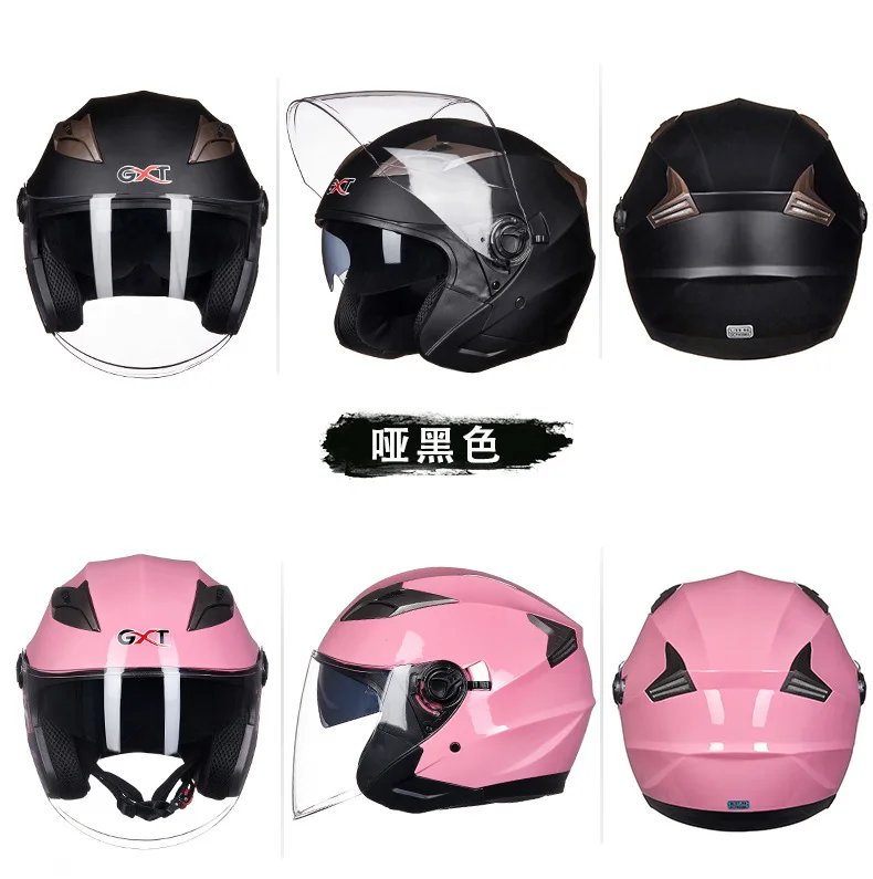 GXT G708 Motorcycle Half-Face Helmet with Dual Visor Anti-fog Lightweight All-season Durable Safety Cap for Men & Women