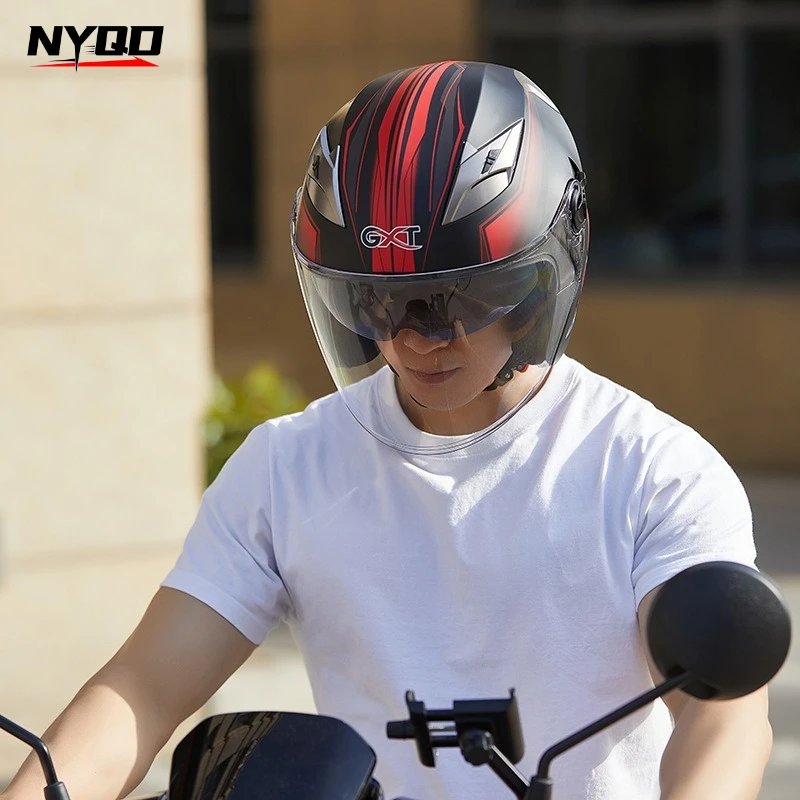 GXT G708 Motorcycle Half-Face Helmet with Dual Visor Anti-fog Lightweight All-season Durable Safety Cap for Men & Women
