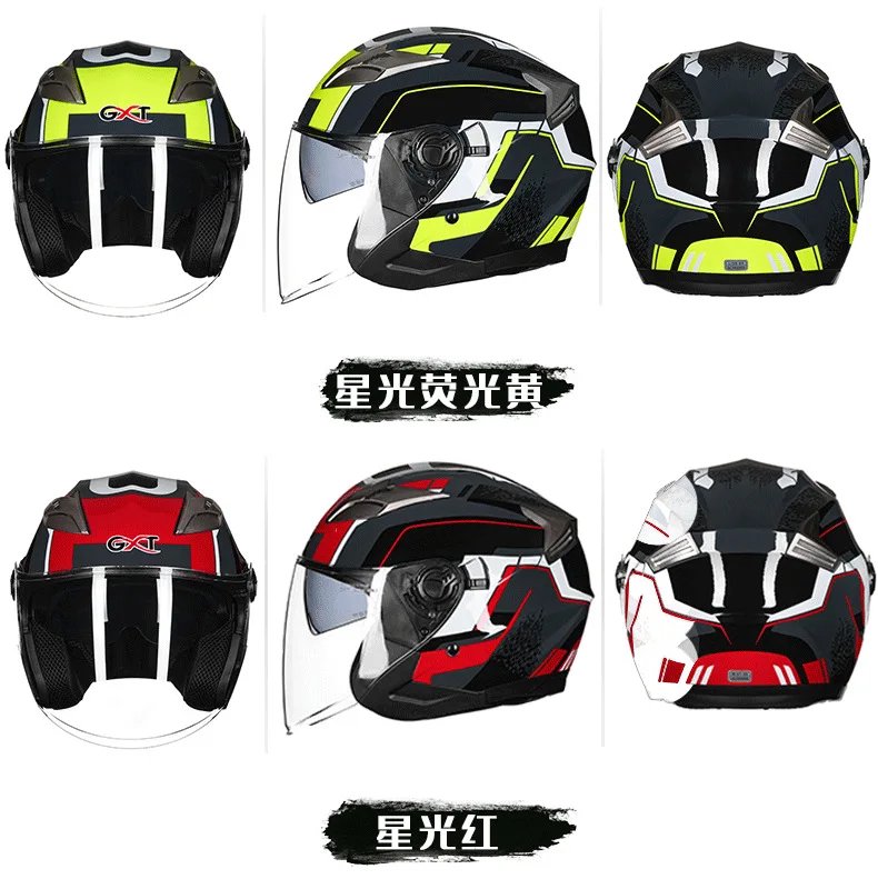 GXT G708 Motorcycle Half-Face Helmet with Dual Visor Anti-fog Lightweight All-season Durable Safety Cap for Men & Women