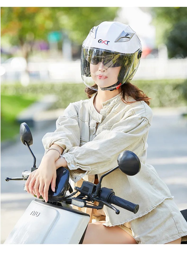 GXT G708 Motorcycle Half-Face Helmet with Dual Visor Anti-fog Lightweight All-season Durable Safety Cap for Men & Women