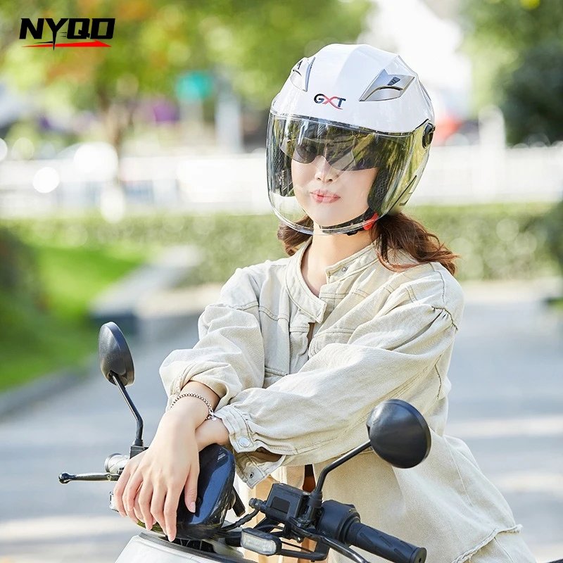 GXT G708 Motorcycle Half-Face Helmet with Dual Visor Anti-fog Lightweight All-season Durable Safety Cap for Men & Women