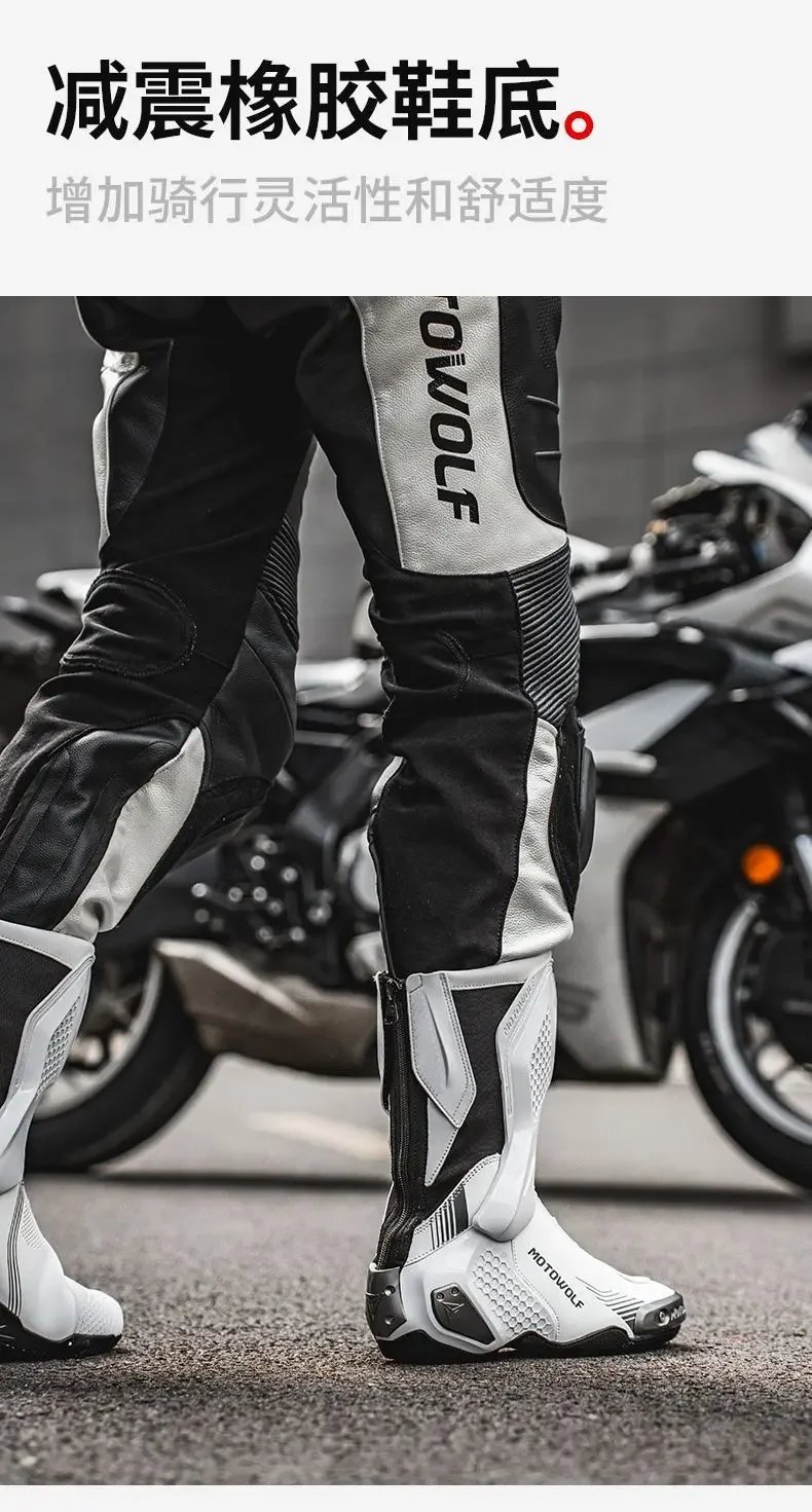 Motowolf Motorcycle Riding Boots Motobike Riding Shoes High-top Racing Boots Off-road Professional Four-season Rider Gear Men