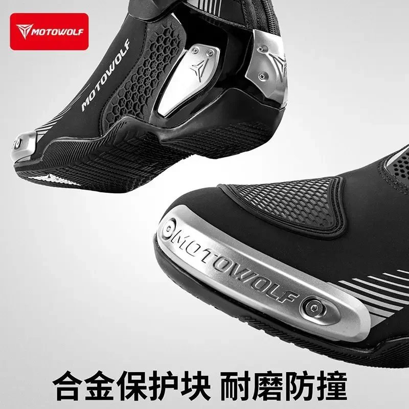 Motowolf Motorcycle Riding Boots Motobike Riding Shoes High-top Racing Boots Off-road Professional Four-season Rider Gear Men