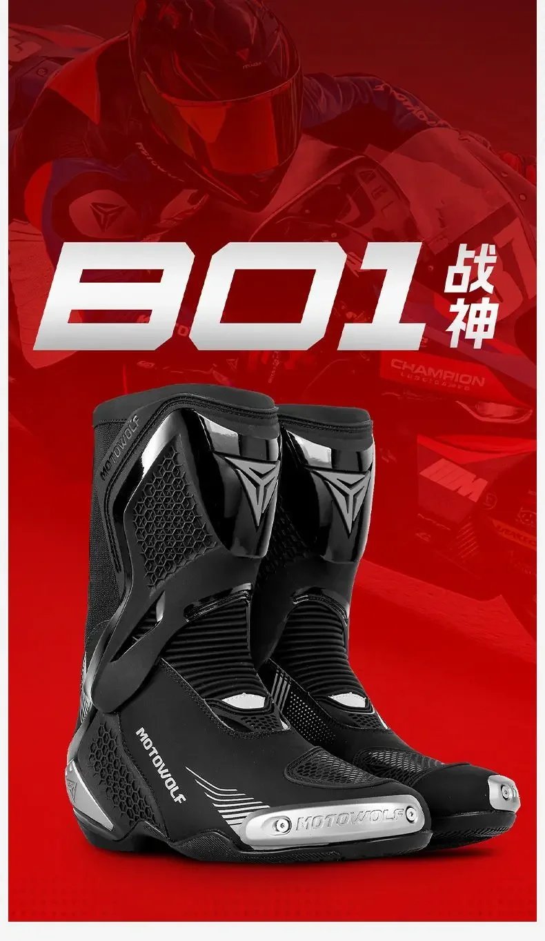 Motowolf Motorcycle Riding Boots Motobike Riding Shoes High-top Racing Boots Off-road Professional Four-season Rider Gear Men