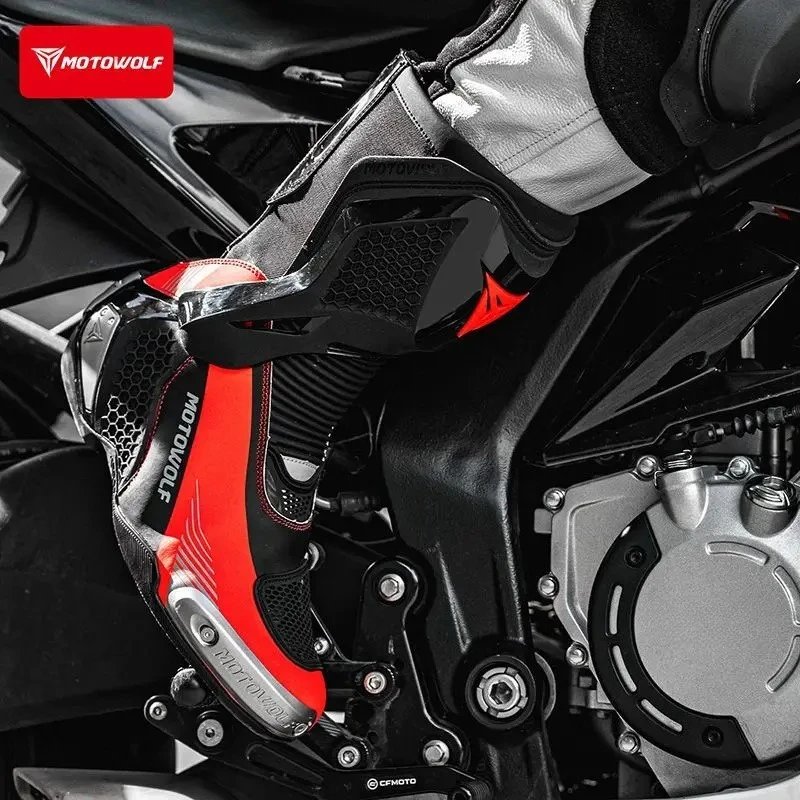 Motowolf Motorcycle Riding Boots Motobike Riding Shoes High-top Racing Boots Off-road Professional Four-season Rider Gear Men
