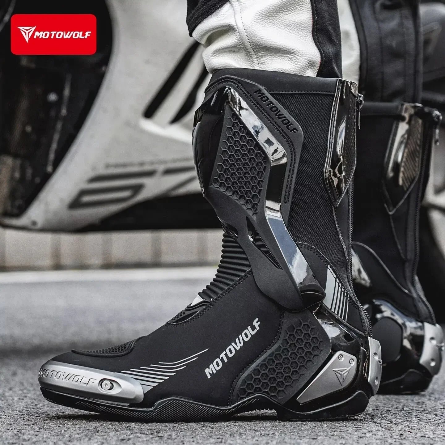 Motowolf Motorcycle Riding Boots Motobike Riding Shoes High-top Racing Boots Off-road Professional Four-season Rider Gear Men