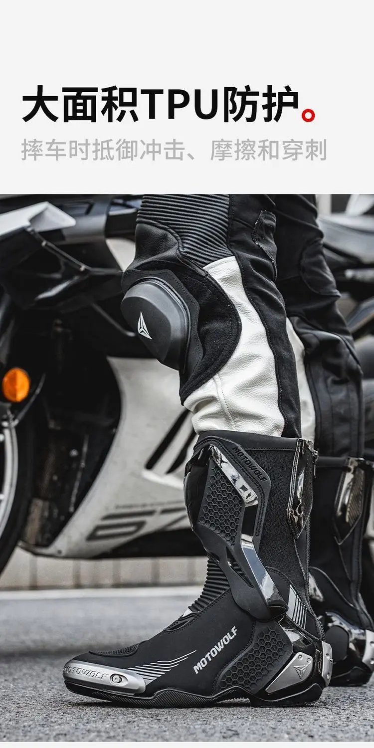 Motowolf Motorcycle Riding Boots Motobike Riding Shoes High-top Racing Boots Off-road Professional Four-season Rider Gear Men