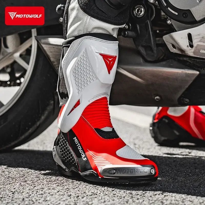 Motowolf Motorcycle Riding Boots Motobike Riding Shoes High-top Racing Boots Off-road Professional Four-season Rider Gear Men