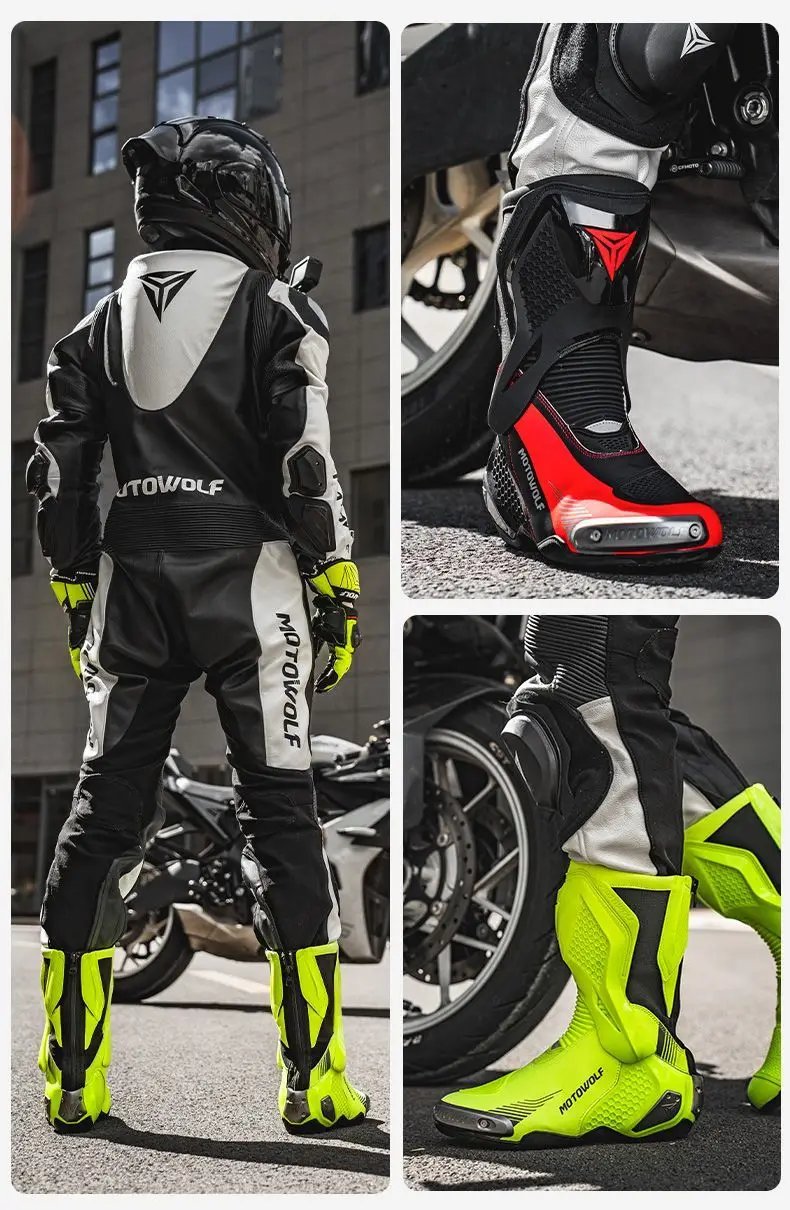 Motowolf Motorcycle Riding Boots Motobike Riding Shoes High-top Racing Boots Off-road Professional Four-season Rider Gear Men