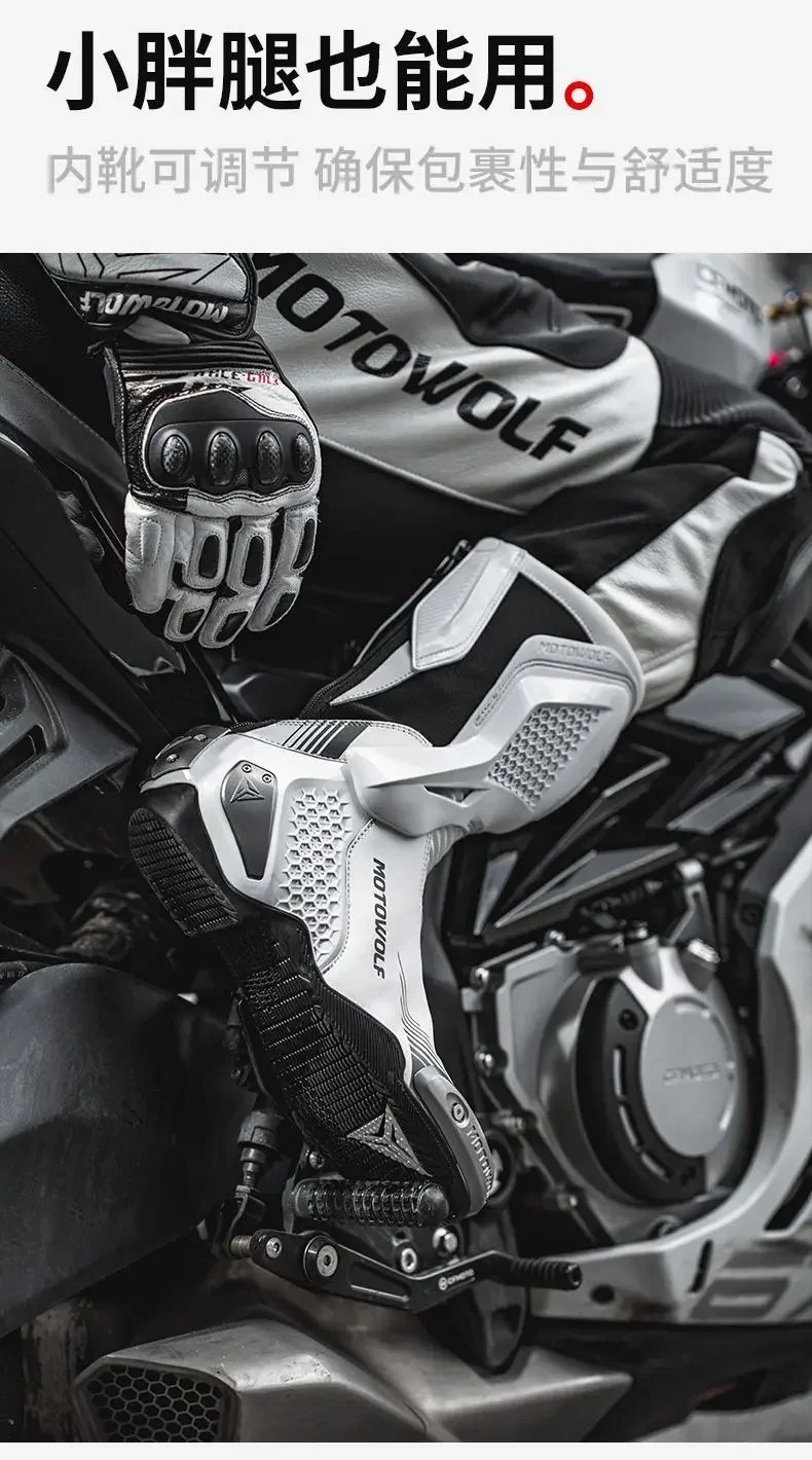 Motowolf Motorcycle Riding Boots Motobike Riding Shoes High-top Racing Boots Off-road Professional Four-season Rider Gear Men