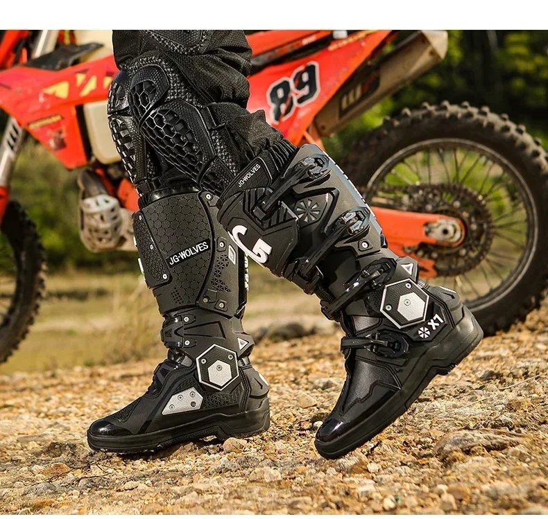 Motorcycle Boots Men Professional Motorcycle Boots Mens Long Motocross Off Road Racing Boots Wear Resistant Botas Para Moto