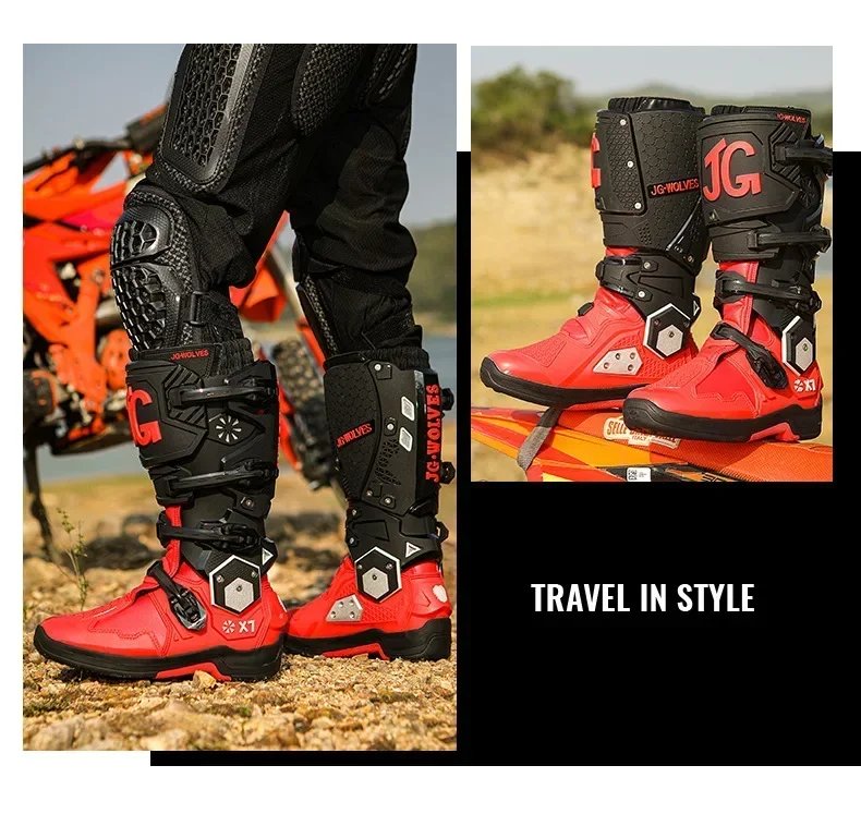 Motorcycle Boots Men Professional Motorcycle Boots Mens Long Motocross Off Road Racing Boots Wear Resistant Botas Para Moto