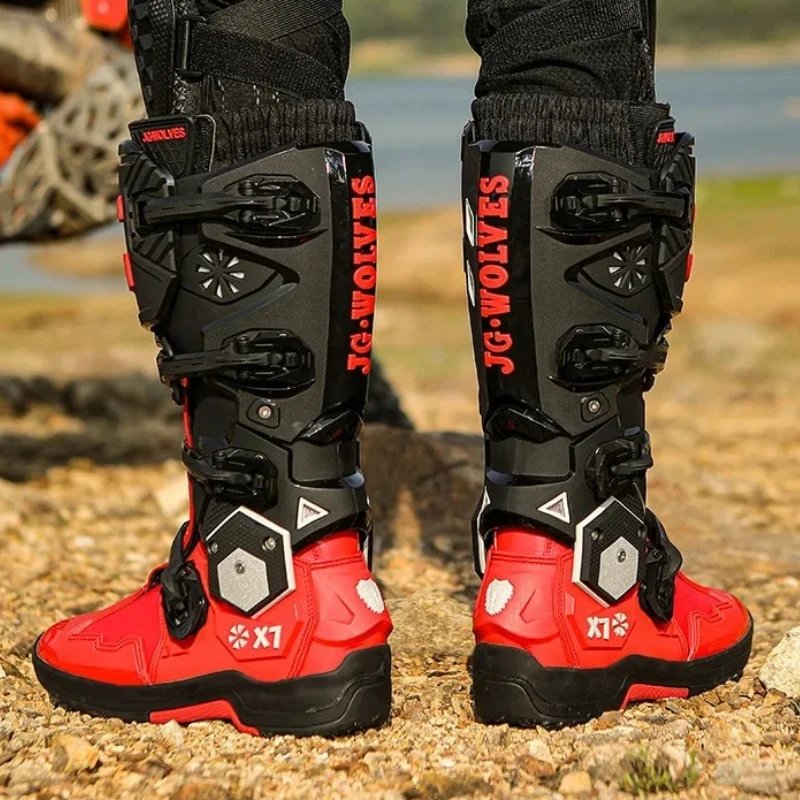 Motorcycle Boots Men Professional Motorcycle Boots Mens Long Motocross Off Road Racing Boots Wear Resistant Botas Para Moto