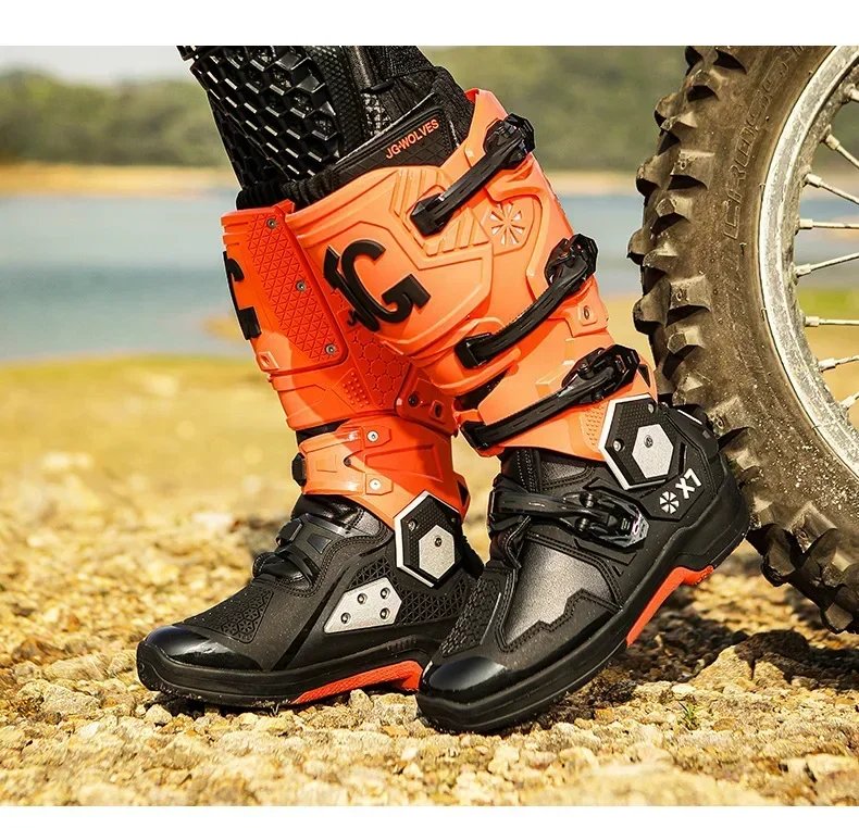 Motorcycle Boots Men Professional Motorcycle Boots Mens Long Motocross Off Road Racing Boots Wear Resistant Botas Para Moto