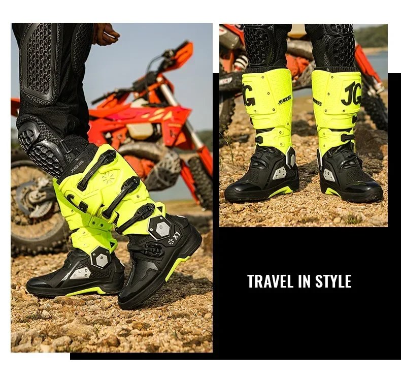 Motorcycle Boots Men Professional Motorcycle Boots Mens Long Motocross Off Road Racing Boots Wear Resistant Botas Para Moto