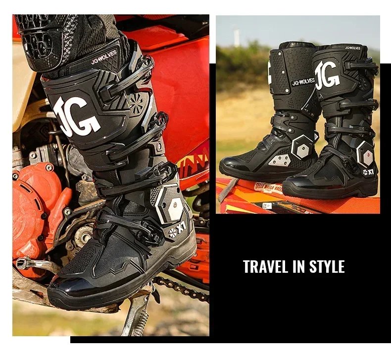 Motorcycle Boots Men Professional Motorcycle Boots Mens Long Motocross Off Road Racing Boots Wear Resistant Botas Para Moto