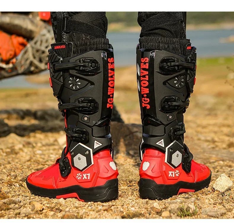 Motorcycle Boots Men Professional Motorcycle Boots Mens Long Motocross Off Road Racing Boots Wear Resistant Botas Para Moto