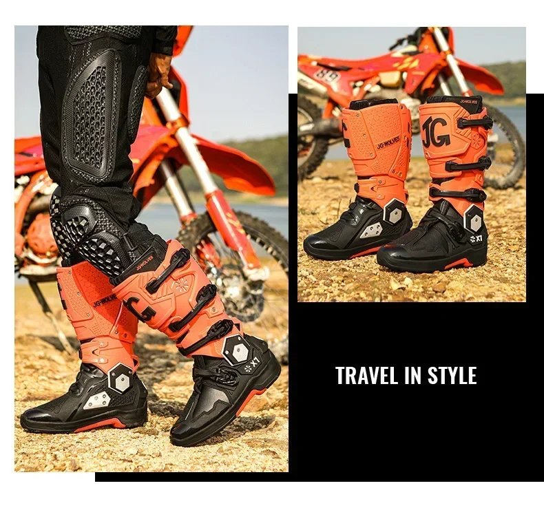 Motorcycle Boots Men Professional Motorcycle Boots Mens Long Motocross Off Road Racing Boots Wear Resistant Botas Para Moto