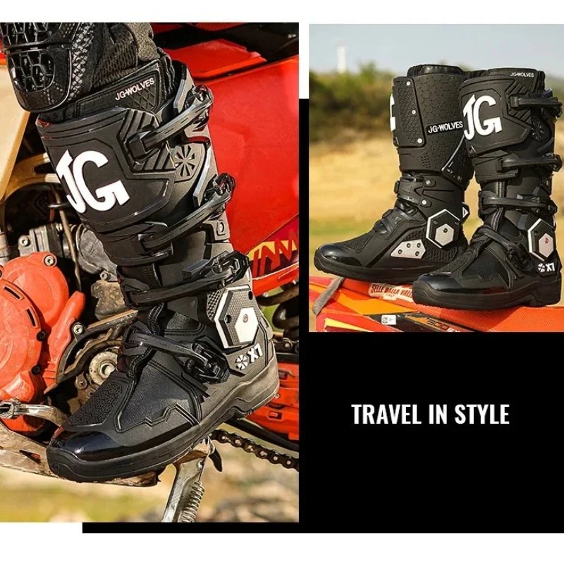 Motorcycle Boots Men Professional Motorcycle Boots Mens Long Motocross Off Road Racing Boots Wear Resistant Botas Para Moto