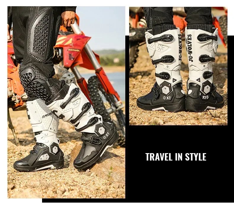 Motorcycle Boots Men Professional Motorcycle Boots Mens Long Motocross Off Road Racing Boots Wear Resistant Botas Para Moto