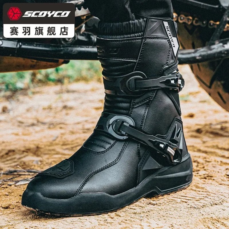 Scoyco Waterproof Breathable Men Women Motorcycle Boots for Off-Road Rally Riding with TPU Protection & Anti-Slip