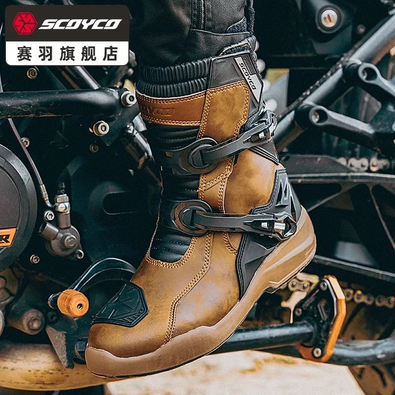 Scoyco Waterproof Breathable Men Women Motorcycle Boots for Off-Road Rally Riding with TPU Protection & Anti-Slip