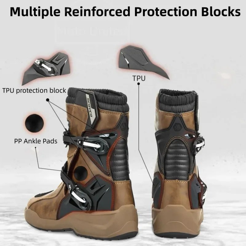 Scoyco Waterproof Breathable Men Women Motorcycle Boots for Off-Road Rally Riding with TPU Protection & Anti-Slip