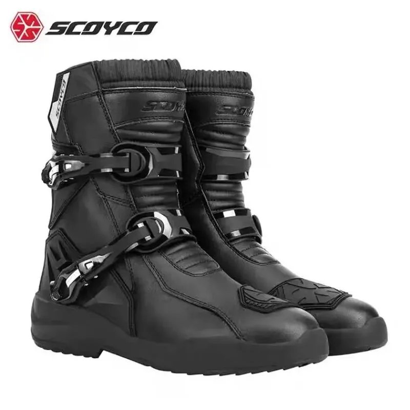Scoyco Waterproof Breathable Men Women Motorcycle Boots for Off-Road Rally Riding with TPU Protection & Anti-Slip