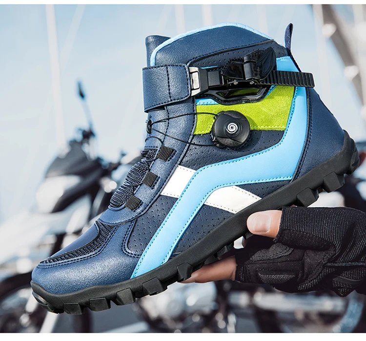 Riding boots, motorcycle mesh breathable off-road men's and women's leather rally boots, waterproof motorcycle equipment, summer