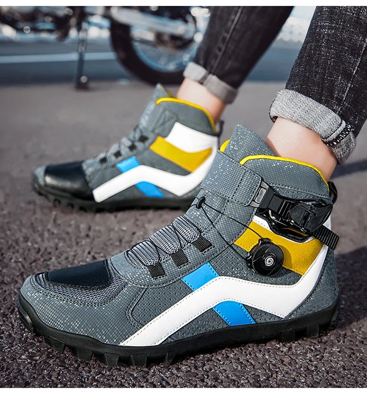 Riding boots, motorcycle mesh breathable off-road men's and women's leather rally boots, waterproof motorcycle equipment, summer