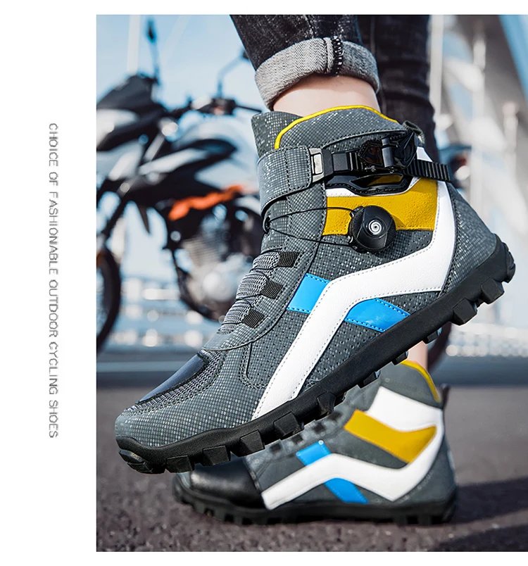 Riding boots, motorcycle mesh breathable off-road men's and women's leather rally boots, waterproof motorcycle equipment, summer