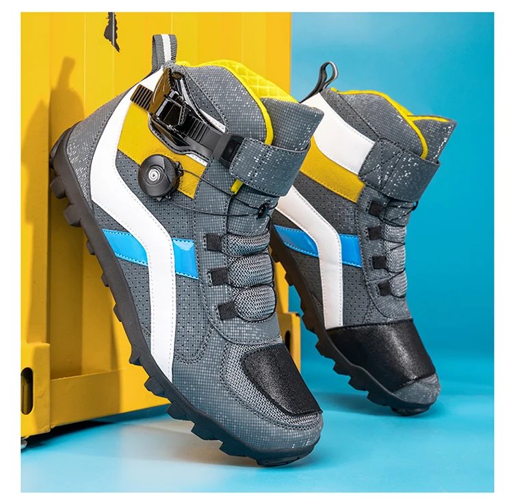 Riding boots, motorcycle mesh breathable off-road men's and women's leather rally boots, waterproof motorcycle equipment, summer