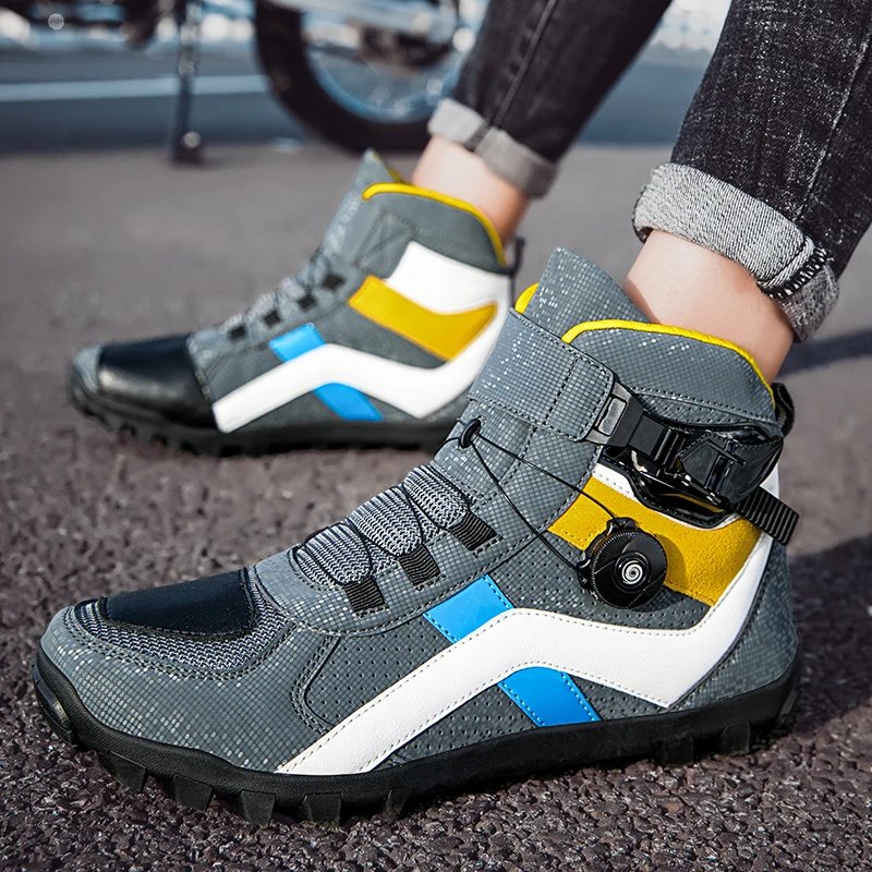 Riding boots, motorcycle mesh breathable off-road men's and women's leather rally boots, waterproof motorcycle equipment, summer