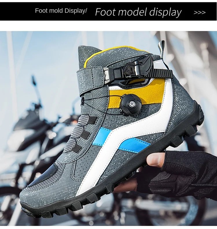 Riding boots, motorcycle mesh breathable off-road men's and women's leather rally boots, waterproof motorcycle equipment, summer