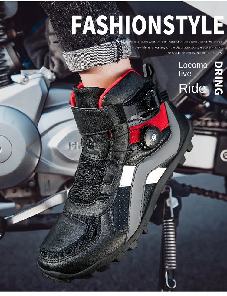 Riding boots, motorcycle mesh breathable off-road men's and women's leather rally boots, waterproof motorcycle equipment, summer